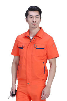 Summer polyester cotton fine slant short sleeve work clothes